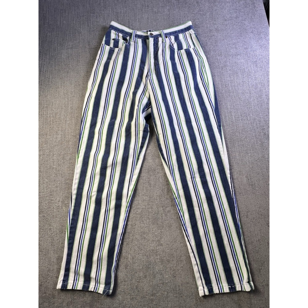 Vintage BEST American Clothing Jeans Women 11/12 Striped 80's Retro Hipster USA